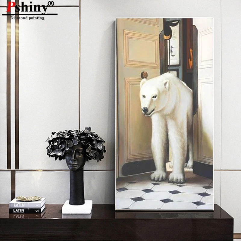 PSHINY DIY 5D Вышивка с бриллиантами продажа полярный медведь животные картины из