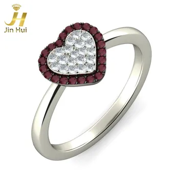 

Jinhui Unisex The Olphia Ring Solid 18K White 750 Gold 0.12CT Natural Diamond Ruby Gemstone Jewelry Free Engraving
