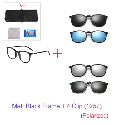 Ralferty 5 в 1 мульти-зажим ультра-светильник TR90 Магнитный поляризованный зажим на солнцезащитных очках женские круглые солнцезащитные очки A8805 - Цвет линз: 1 Frame 4 Clip 1257