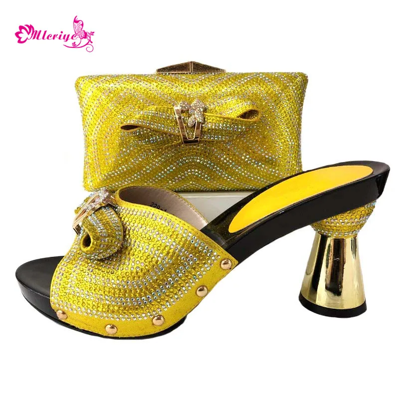 

Latest Italian Matching Shoes and Bag Set for Party Women African Shoes and Bag Sets Decorated with Rhinestone Shoes and Bag Set