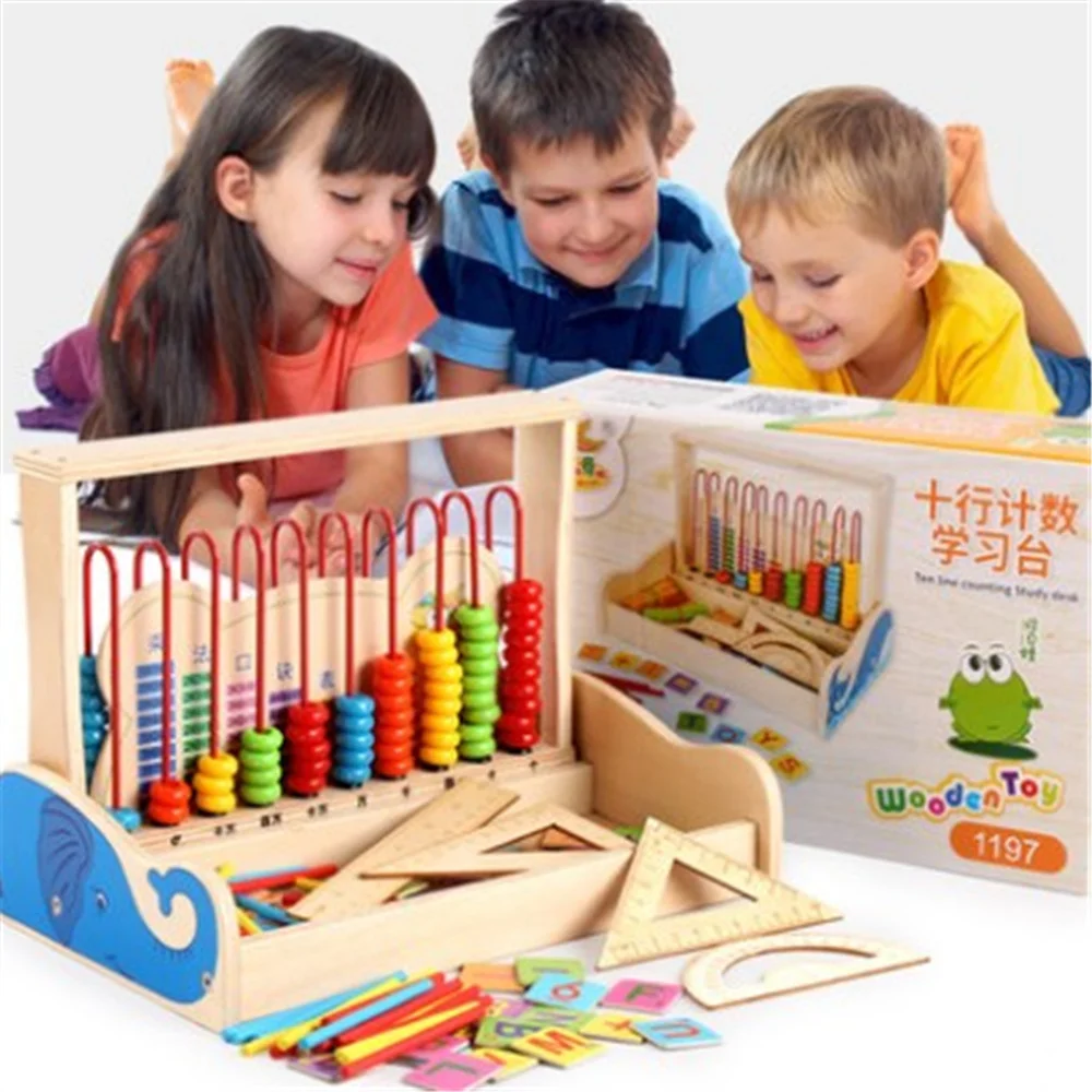 

Ten Line Counting Study Desk Children Wooden Study Toy Math teaching AIDS Gift for Children