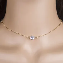 Сверкающий Пасьянс кубический циркон ожерелье круглый Минимальный золотой кулон rhinstone кристалл чокер колье подарок Свадебные украшения
