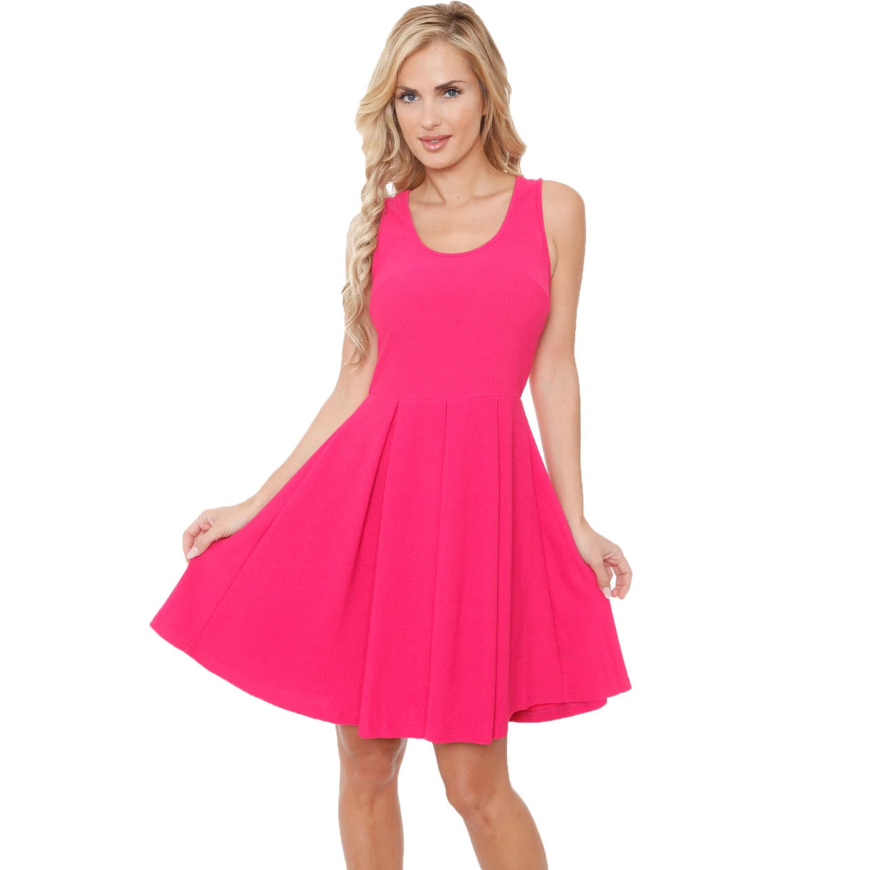 Crystal Fit & Flare Dress - Fuchsia (2)