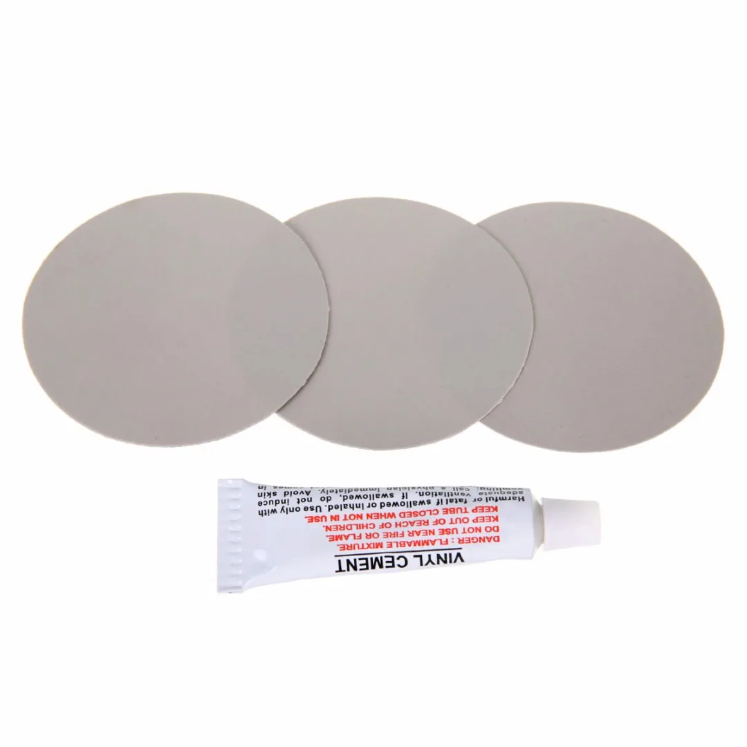 3 Pieces Light Grey Circular PVC Repair Patches For Inflatable Rubber