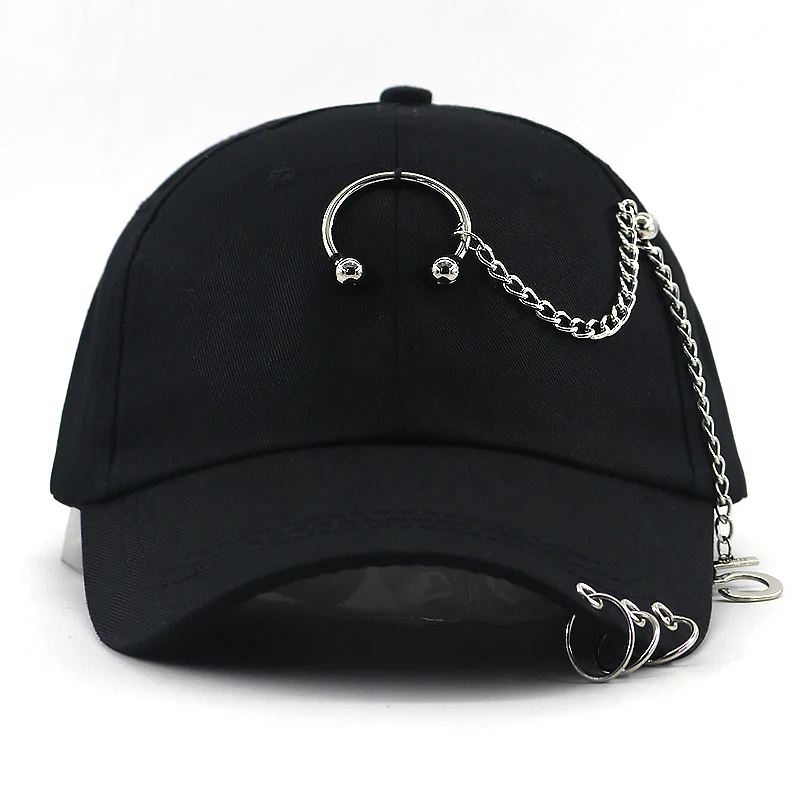 

Fashion Iron chain patchwork baseball cap cotton adjustable k pop snapback hat men women fashion GD hip hop caps all matched