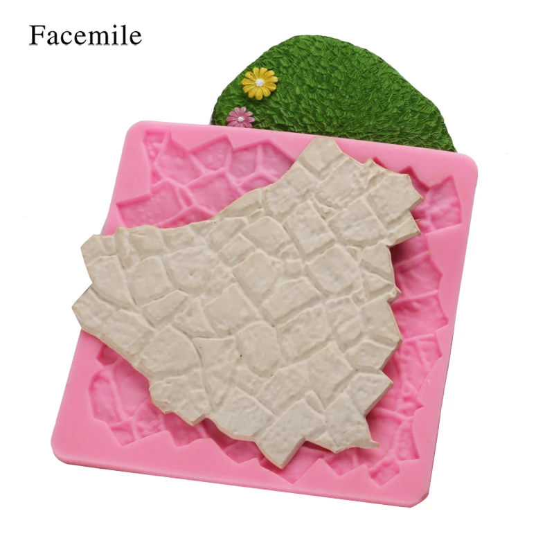 

Facemile 1PCS Cobble Stone Wall Line Grain Forms Silicone Impression Texture Mat Sugarcraft Fondant Mould Lace Border Mat
