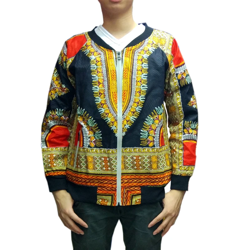 Африканский dashiki Бейсбол Куртка хип-хоп Африка Базен Riche одежда 3D принтом молния Батик Пальто Куртка-бомбер A61205 - Цвет: black