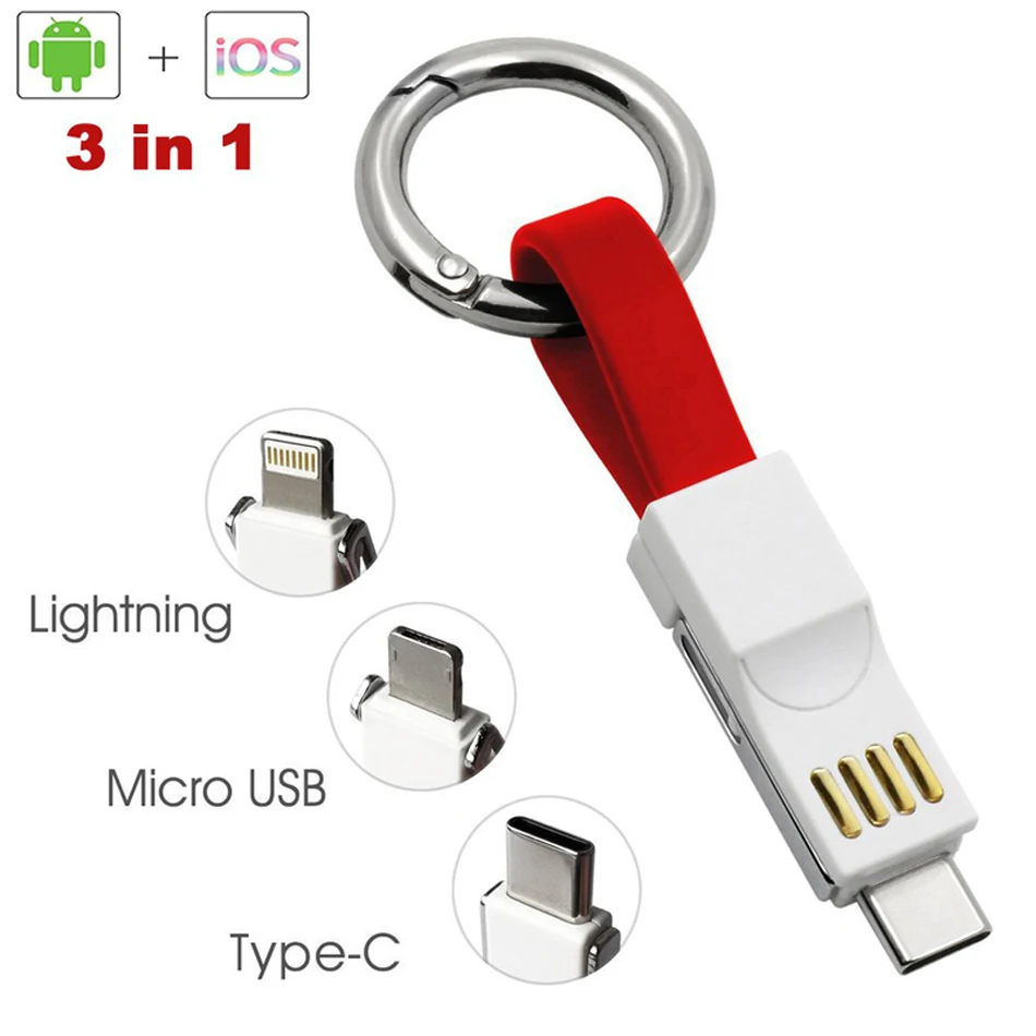 Oppselve 3 в 1 USB кабель Micro usb type C кабель для iPhone XS XR X samsung HUAWEI 2A мини брелок зарядное устройство кабель для зарядки шнур