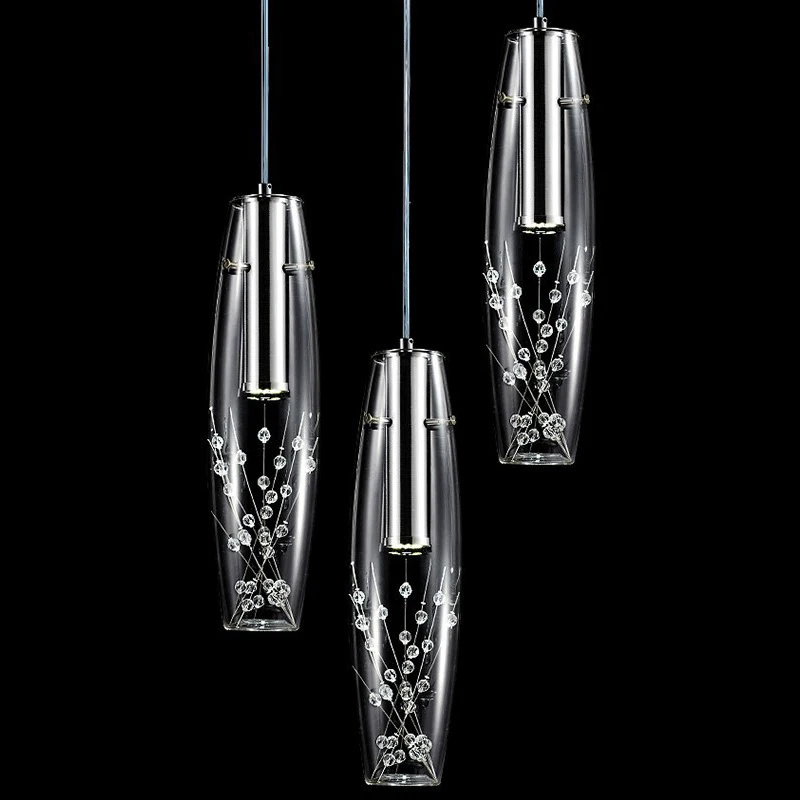 Современные скандинавские светодиодные подвесные светильники, стеклянная лампа, креативная Хрустальная Подвесная лампа, домашний декор, освещение для бара, Светильники для шампанского/прозрачного стекла