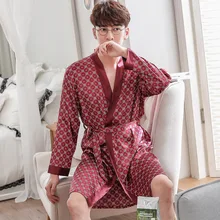 Весна лето осень мужской китайский шелк шелковый халат мужской Халат взрослый Повседневный домашний шезлонг мужской пижамная ночная рубашка