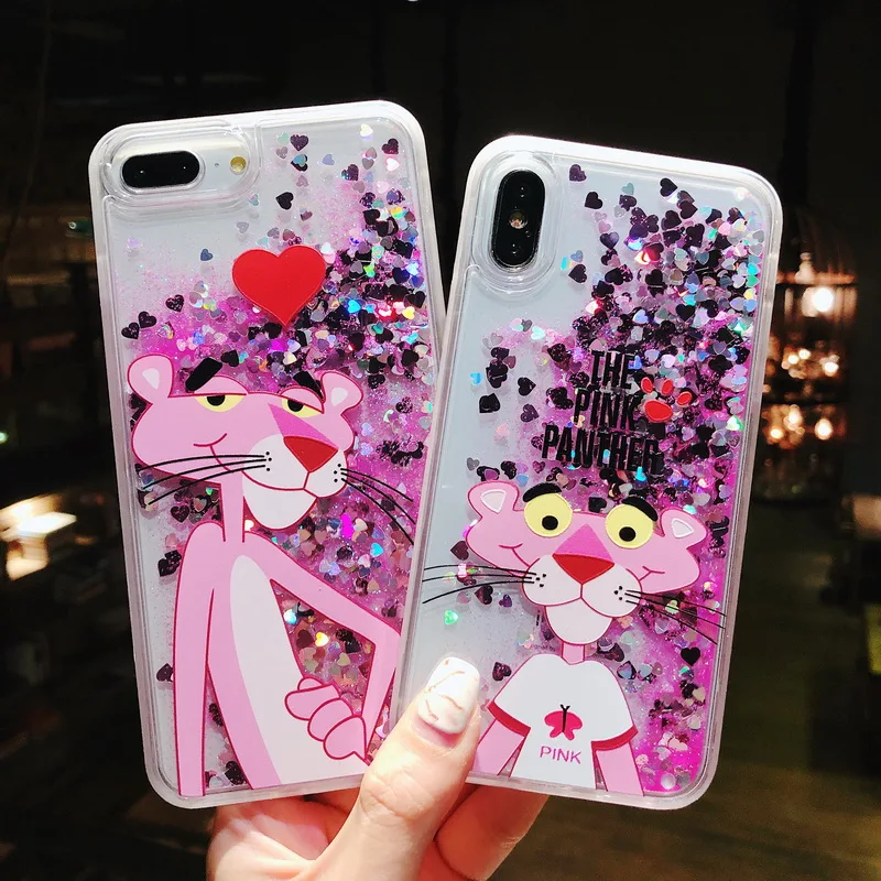 Blucub Pink Panther Glitter Star Dynamic Liquid Quicksand Phone Case 