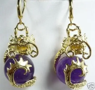 

Free shipping@@delicate Brazil Amethyst Dragon Earring