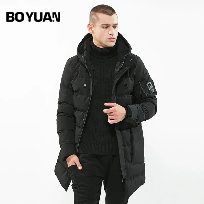 BOYUAN 2017 New Fashion Winter Jacket Men Hooded Parka Thick Warm Winter Male Jacket Solid Long