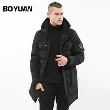BOYUAN 2017 New Fashion Winter Jacket Men Hooded Parka Thick Warm Winter Male Jacket Solid Long Windbreaker Coats 3XL DSW-WZ84