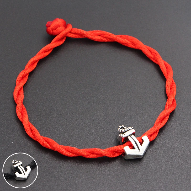

2019 New Cute Anchor Beads 4mm Red Thread String Bracelet Lucky Red Handmade Rope Charm Bracelet for Women Men Jewelry