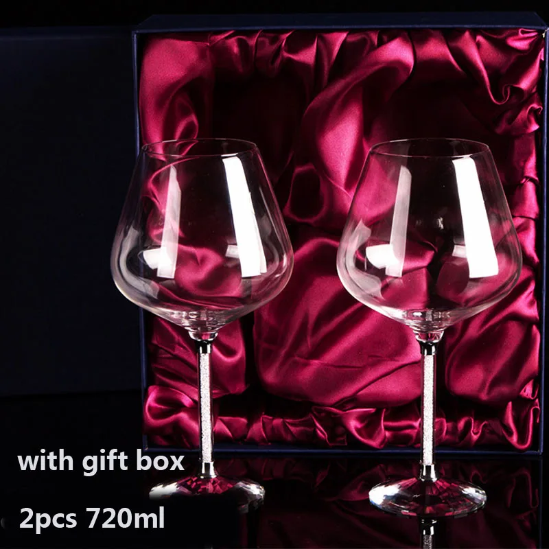Роскошный бокал для вина без свинца, Алмазный хрустальный бокал, пивной бокал, бокалы для шампанского, модный винный стеллаж, романтические свадебные подарки - Цвет: 2pcs and gift box