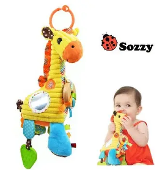 

Candice guo plush toy stuffed doll sozzy giraffe baby rattle mobile wood ring multifunctional teether bed hang birthday gift 1pc