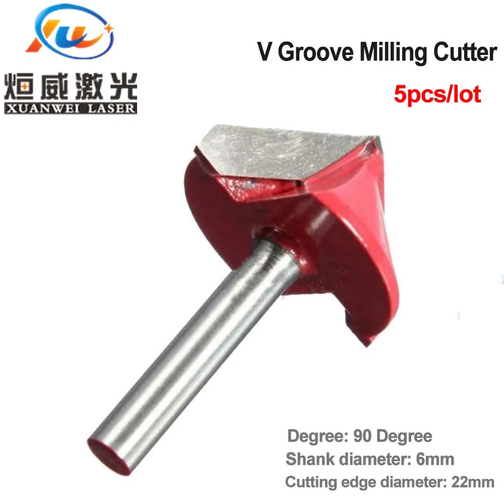 

6mm Shank 90 Degree Tungsten Steel Router CNC Engraving V Groove Bit 6x22mm