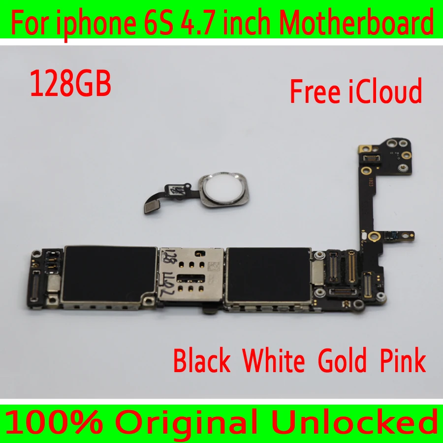 

128GB for iphone 6S Motherboard with Touch ID,Original unlocked for iphone 6S Mainboard with Clean iCloud,Black White Gold Pink
