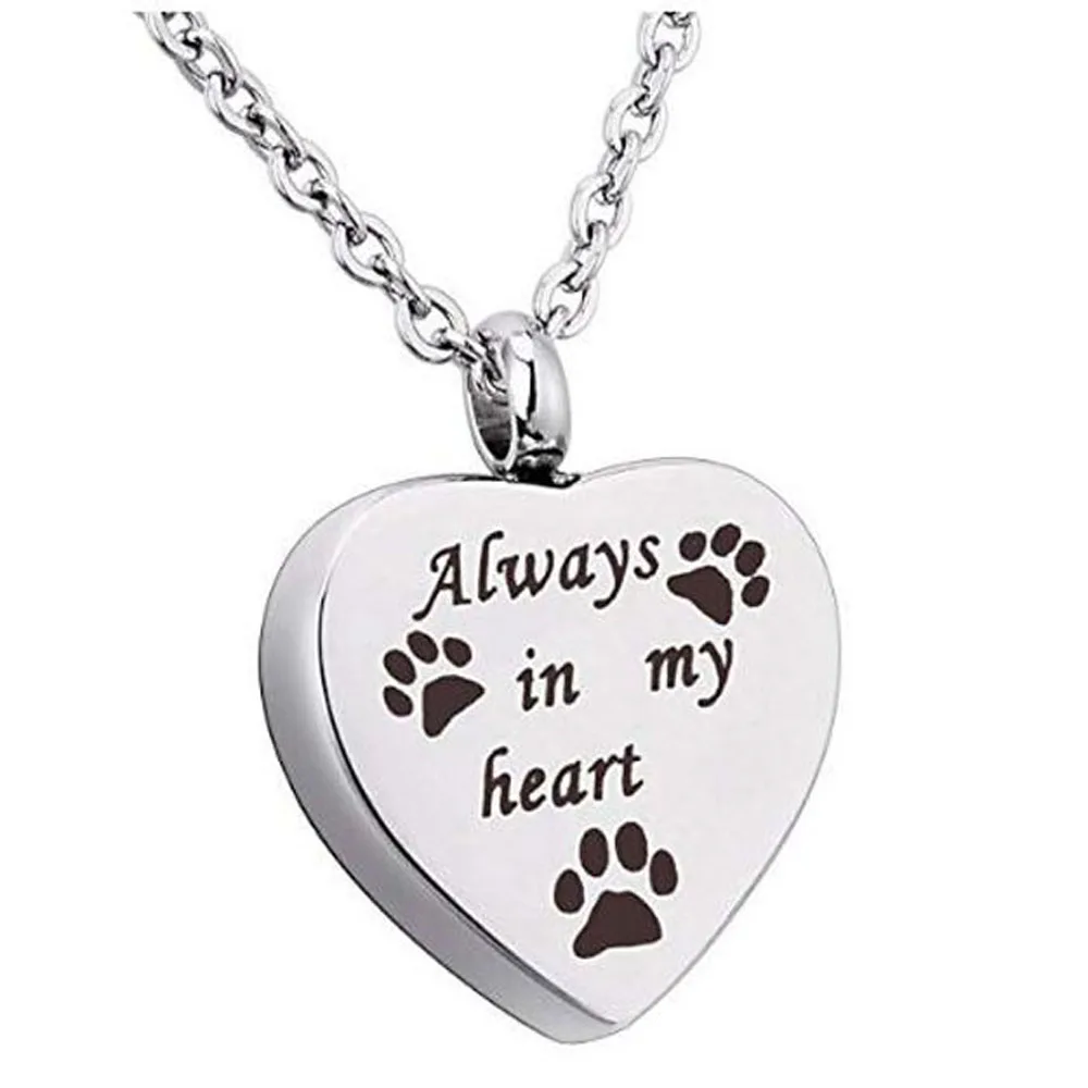 Always In My Heart Pet Paw ожерелье с кремационной урной собачкой пепельница ювелирные изделия памятный Сувенир Кулон