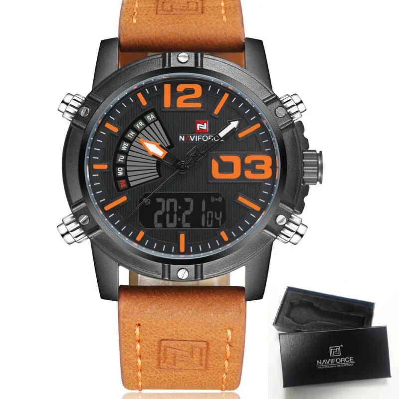 

NAVIFORCE Man watch Luxury relogio masculino Quartz Led Analog New mens watches Digital Brand Male Military Sport Wrist Watch