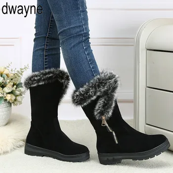 

women winter shoes women's Middle barrel boots the new 2 color fashion casual fashion flat warm woman snow boots free shipping j