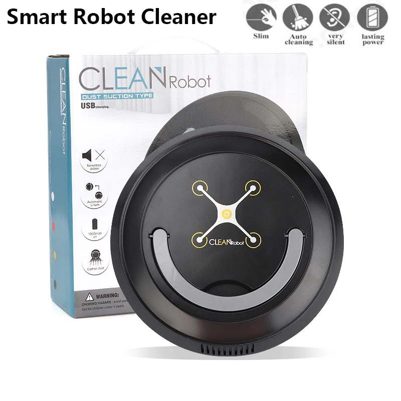 

Rechargeable Automatic Cleaning Robot Smart Sweeping Robot Vacuum Floor Dirt Dust Hair Cleaner Round Mop Microfiber Mop Pads