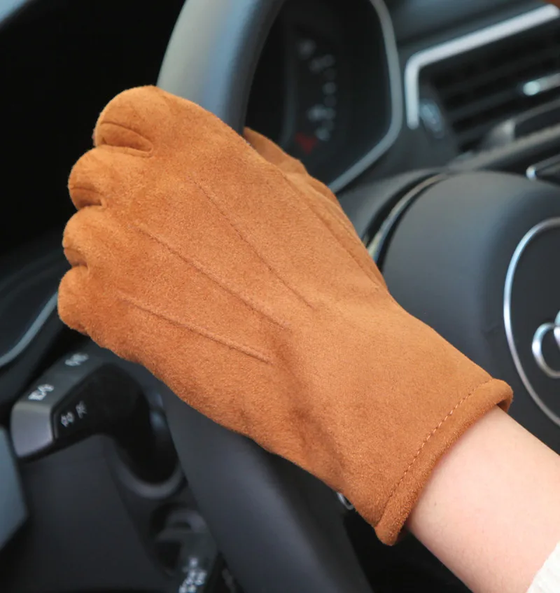 

Free shipping 3 pair warm keeping anti-slip winter ,autumn season using suede leather driving /gloves with good fleece lining