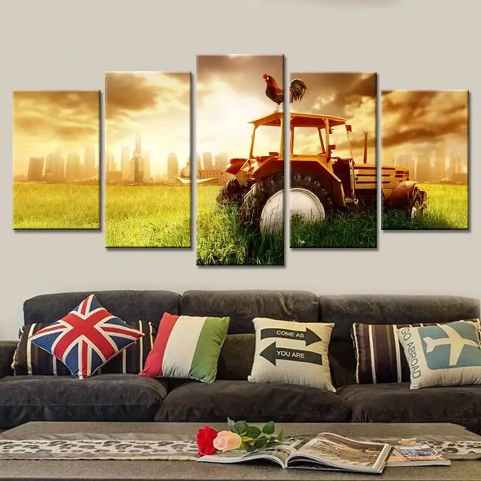 

Diamond painting 5 pieces of harvester farm and animals painting wall pictures for living room walls for living room plaza