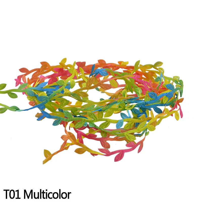 Многоцветные 10 метров Листья лозы ротанга искусственный Шелковый лист ручной работы Скрапбукинг Ремесло Гирлянда Венок Свадебная вечеринка украшения - Цвет: T01 multicolor