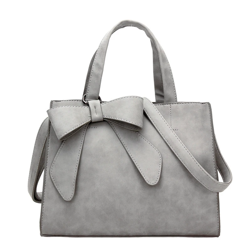 

New pu Leather Fashion 2019 Bow Scrub Female Bag Handbag Female Handbags Generous Package Simple Shoulder Messenger Bag
