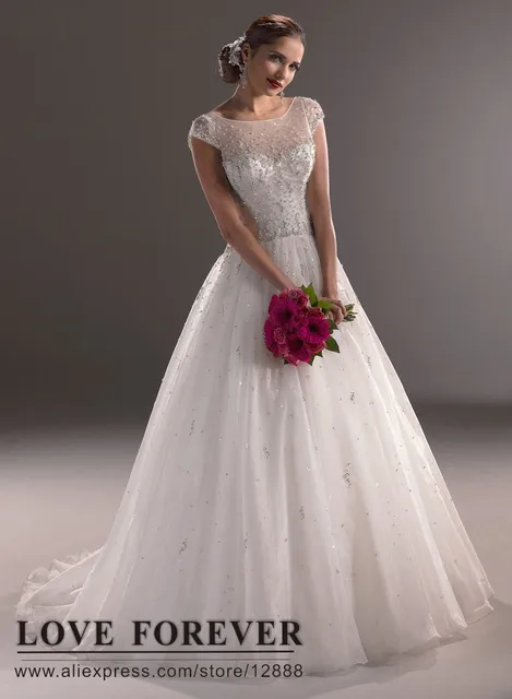 The Backless Silver Beading Short Sleeve Ball Gown Princess Train The Backless Silver Beading Short Sleeve Ball Gown Princess Train Wedding Dress