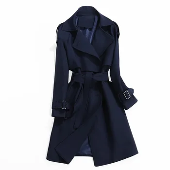 

Female Windbreakers 2020 Spring Autumn Fashion Trench Coats Women's Long Slim Overcoat Women Double Breasted Coat Belt Outwear