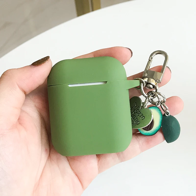 

Green Avocado Decorative Silicone Case for Apple Airpods Bluetooth Earphone Accessories 1 2 Case Protective Cover Bags Key Ring