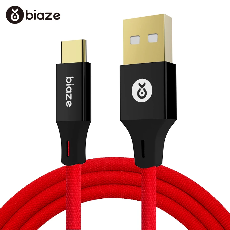 

Biaze 3A USB Type C Cable Fast Charge USB C Cable for Samsung Galaxy S9 S8 Oneplus 6 Cloth Braided Data Sync Type-C Phone Cable