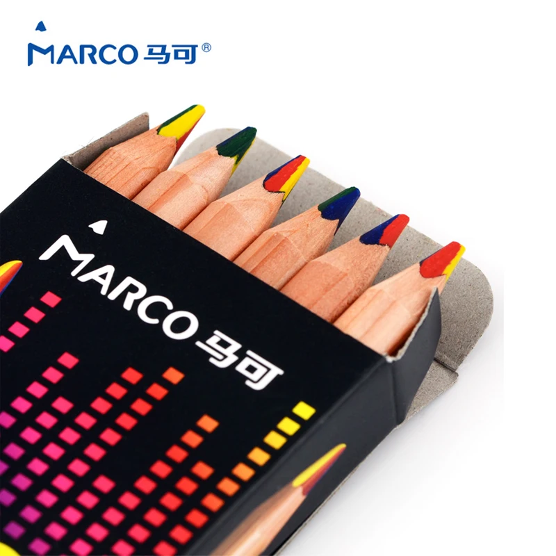 

Marco New Arrival 6pcs 6403 4 Colors 5B Thick Triangular Color Pencils Painting lapis de cor Raffine Artist Art School Supplies