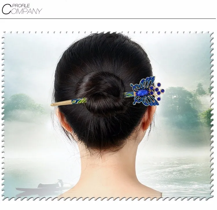 Женский дизайн бабочки со стразами шпилька из цинкового сплава палочки для еды заколка для волос палочки аксессуары для волос