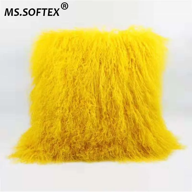 Чехол для подушки MS.SOFTEX из натурального меха ягненка монгольский чехол