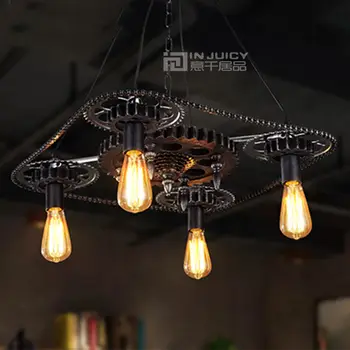 

Vintage Industrial Edison Gear Chain Droplight Dining Room Pendant Lamp Light Fixtures Loft Balcony Cafe Lighting Chandelier
