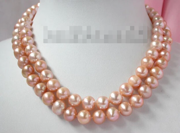 

FREE SHIPPING * z47 2strands 11mm pink round freshwater Pearl Necklace