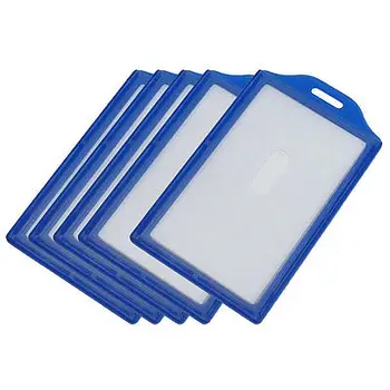 

Clear Blue Plastic Vertical Business Working ID Badge Card Holders 5 Pcs