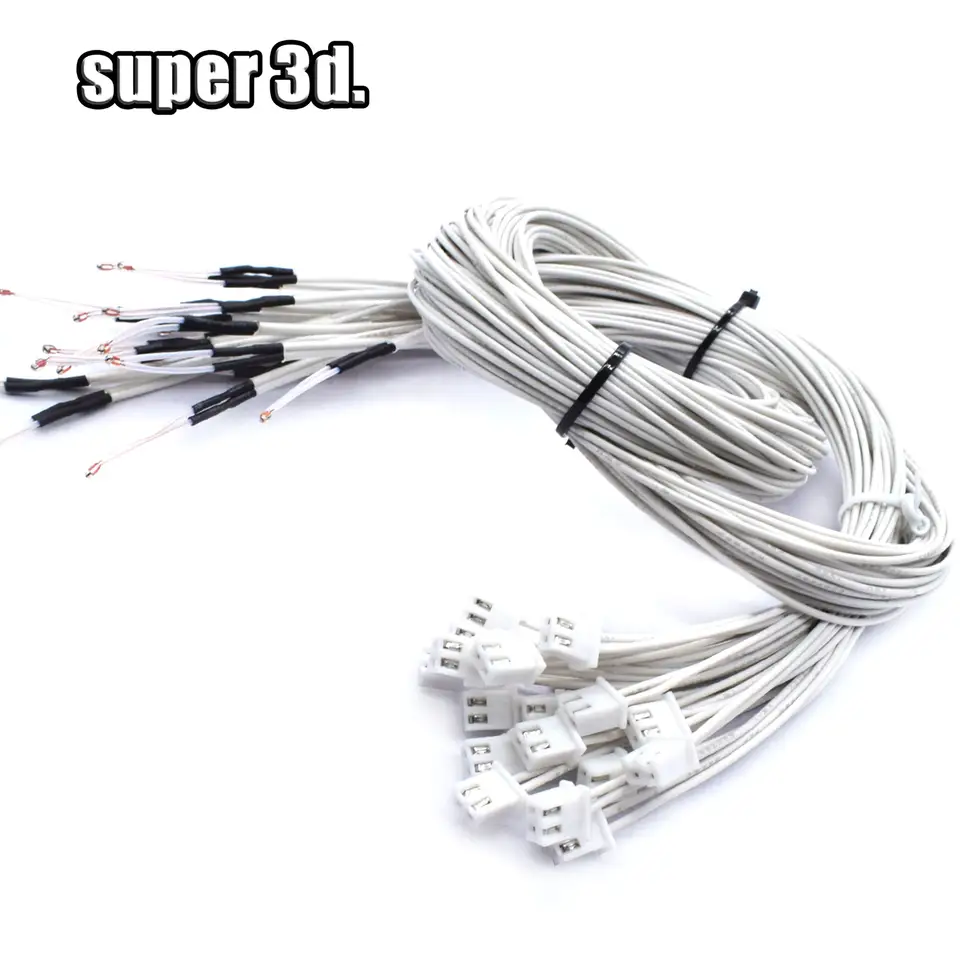 3D Printer Parts Thermistor NTC Temperature Sensor 3950 1% Line 100&150cm 100K with XH2.54 White Terminal 2P Connector Terminal image 1