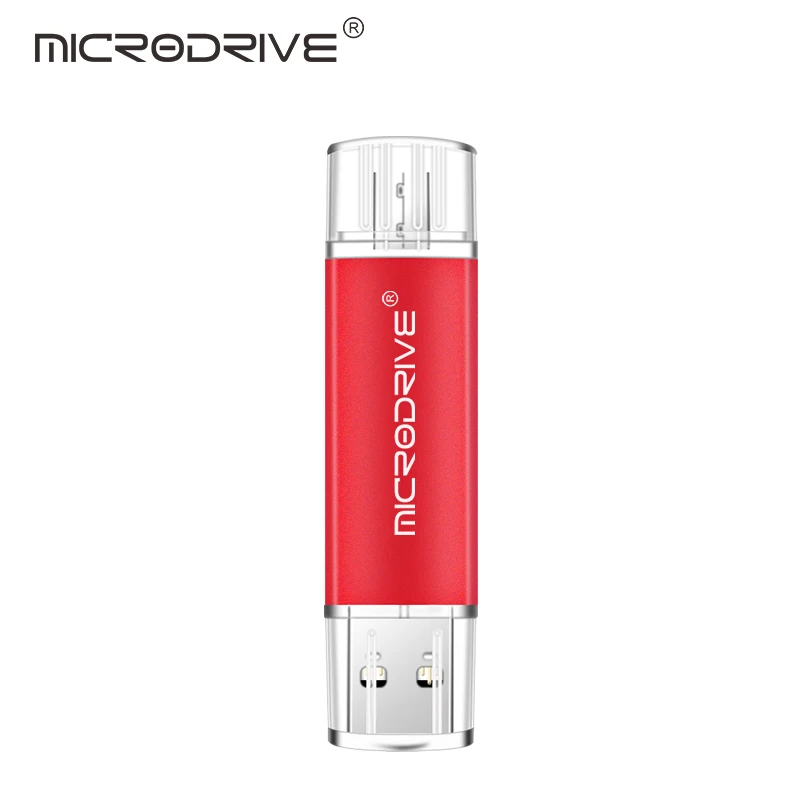 Флеш-накопитель MicroDrive OTG, 4 ГБ, 8 ГБ, 16 ГБ, usb карта памяти, флеш-накопитель, металлическая флешка, 32 ГБ, 64 ГБ, usb флеш-накопитель для телефона, логотип на заказ - Цвет: Красный