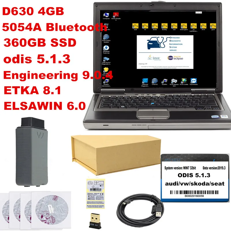 2019 04 D630 4 Гб оригинальный OKI VAS 5054A Bluetooth AMB2300 с ODIS 5.1.3 360 ГБ SSD полное Программное