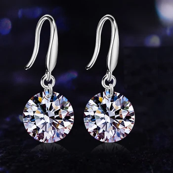 

100% 925 Sterling Silver Earrings For Women Jewelry Dazzling CZ Round Stud Earrings pendientes oorbellen KY016