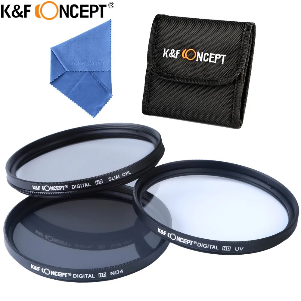 K &amp F концепция 52/55/58/62/67/72/77 мм 3- часть УФ-ND4 CPL объектив фильтр комплект с фильтром