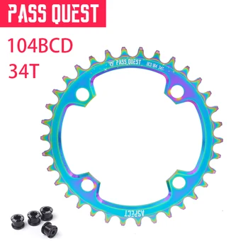 

Pass quest Mountain Bike Round Chainwheel teeth 104BCD Bicycle Crankset Aluminum Chainring Titanium plating Bike parts