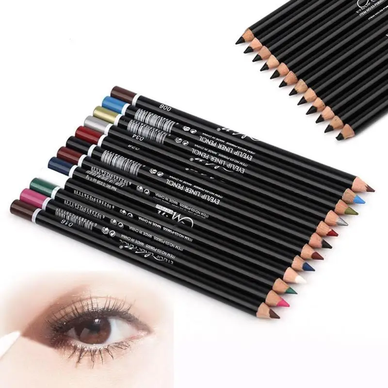 12 Pcs/set Eyeliner Colored Eye Pencil Make Up Waterproof lapis de olho