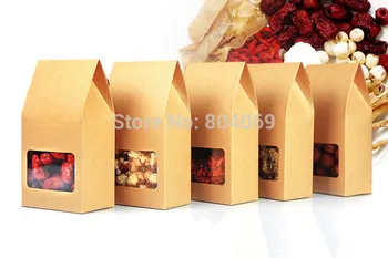 

15.5*8*5cm Kraft paper box with window gift box food packing Cookies Walnut dry fruit upright stand bag box 200pcs/lot Free