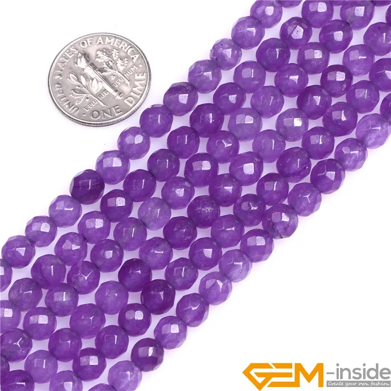 

6mm Purple Round Faceted Jades Beads DIY Loose Beads For Jewelry Making Strand 15 Inch Wholesale